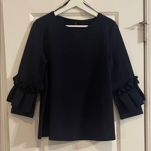 COS Navy Women's Blouse with Ruffled Sleeves